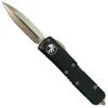Microtech Black Aluminum UTX-85 OTF Auto Knife, Bronze Dagger Blade