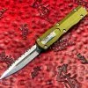 Microtech Dirac Double Edge Satin Full Serrated OD Green