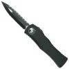 Microtech Black Tactical Hera OTF Knife, Black Serrated Dagger Blade