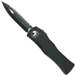 Microtech Black Tactical Hera OTF Knife, Black Serrated Dagger Blade
