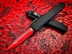 Microtech Ultratech Sith Lord Double Edge Full Serrated Red Blade W/ Ringed Hardware