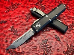 Microtech UTX85 Tanto Part Serrated Stonewashed