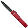 Microtech Red UTX70 OTF Knife, Double Edge Black Plain Blade