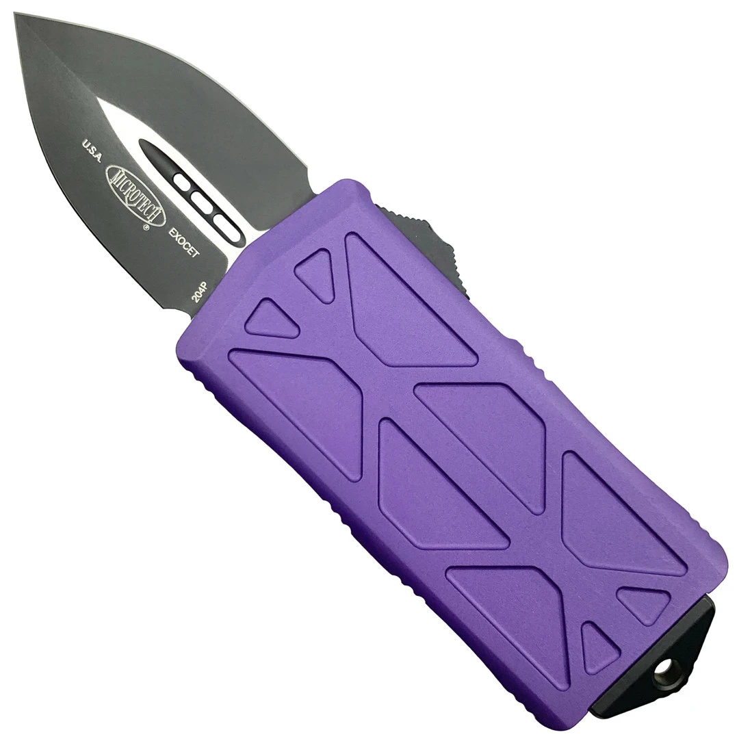 Microtech Purple Exocet OTF Auto Knife, Black Blade 1 Microtech Purple Exocet OTF Auto Knife, Black Blade