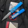 Microtech Dirac D/E Blue Aluminum Body W/ Apocalyptic Plain Edge Blade (2.92") 225-10APBL