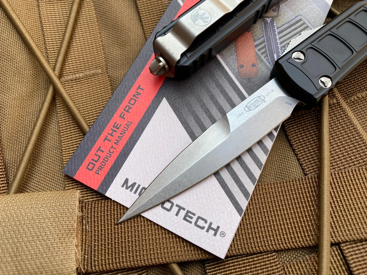 Microtech Ultratech II Bayonet Black Aluminum Body W/ Stonewashed Plain Edge Blade (3.4) 120II-10S 2 Microtech Ultratech II Bayonet Black Aluminum Body W/ Stonewashed Plain Edge Blade (3.4) 120II-10S - Image 2