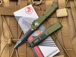 Microtech D/E OD Green Aluminum Body W/ Black Plain Edge Blade (3.4") 122-1OD