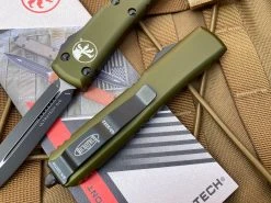 Microtech D/E OD Green Aluminum Body W/ Black Plain Edge Blade (3.4") 122-1OD -PrecisionBladesMicrotech IMG 8665 24485.1682034264