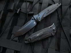 Microtech Socom Bravo T/E DLC Titanium And Carbon Fiber Body W/ DLC Plain Edge Blade (4") 261-1DLCTCFTIS