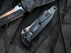 Microtech Socom Elite T/E Folder Black Aluminum Body W/ Two Tone Black Partially Serrated Blade (3.98") 161-2T -PrecisionBladesMicrotech IMG 8906 16784.1682541298