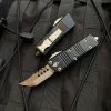 Microtech Mini Troodon Hellhound Black Aluminum Body W/ Bronzed Plain Edge Blade (1.99") 819-13S