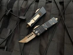 Microtech Mini Troodon Hellhound Black Aluminum Body W/ Bronzed Plain Edge Blade (1.99") 819-13S