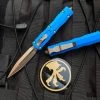 Microtech Dirac D/E Blue Aluminum Body W/ Bronzed Plain Edge Blade (2.92") 225-13BL