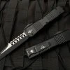 Microtech Combat Troodon Warhound Black Tactical Aluminum Body W/ Two Tone Black Plain Edge Blade (3.75") 219W-1TS