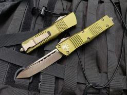 Microtech Combat Troodon T/E OD Green Aluminum Body W/ Bronzed Apocalyptic Hardware And Plain Edge Blade (3.8") 144-13APOD