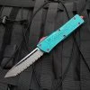 Microtech Combat Troodon T/E Bounty Hunter Edition Bounty Hunter Green Aluminum Body W/ Tri Tone Apocalyptic Full Serrated Blade (3.8”) 144-12BH