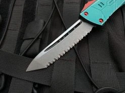 Microtech Combat Troodon T/E Bounty Hunter Edition Bounty Hunter Green Aluminum Body W/ Tri Tone Apocalyptic Full Serrated Blade (3.8”) 144-12BH -PrecisionBladesMicrotech IMG 9141 42394.1683056293