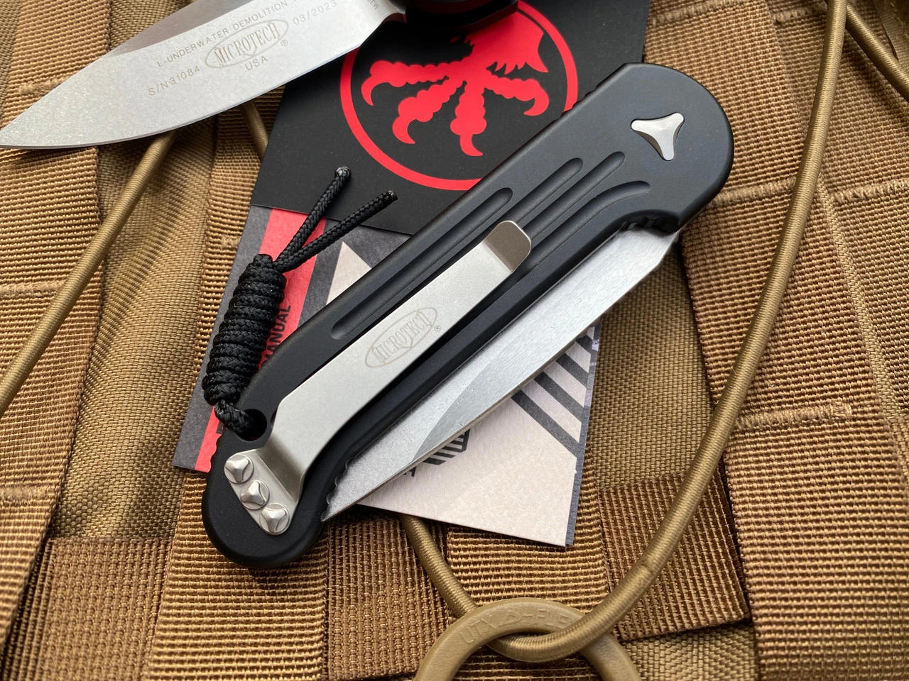 Microtech LUDT Auto Folder Black Aluminum Body W/ Stonewashed Plain Edge Blade (3.4") 135-10 3 Microtech LUDT Auto Folder Black Aluminum Body W/ Stonewashed Plain Edge Blade (3.4") 135-10 - Image 3