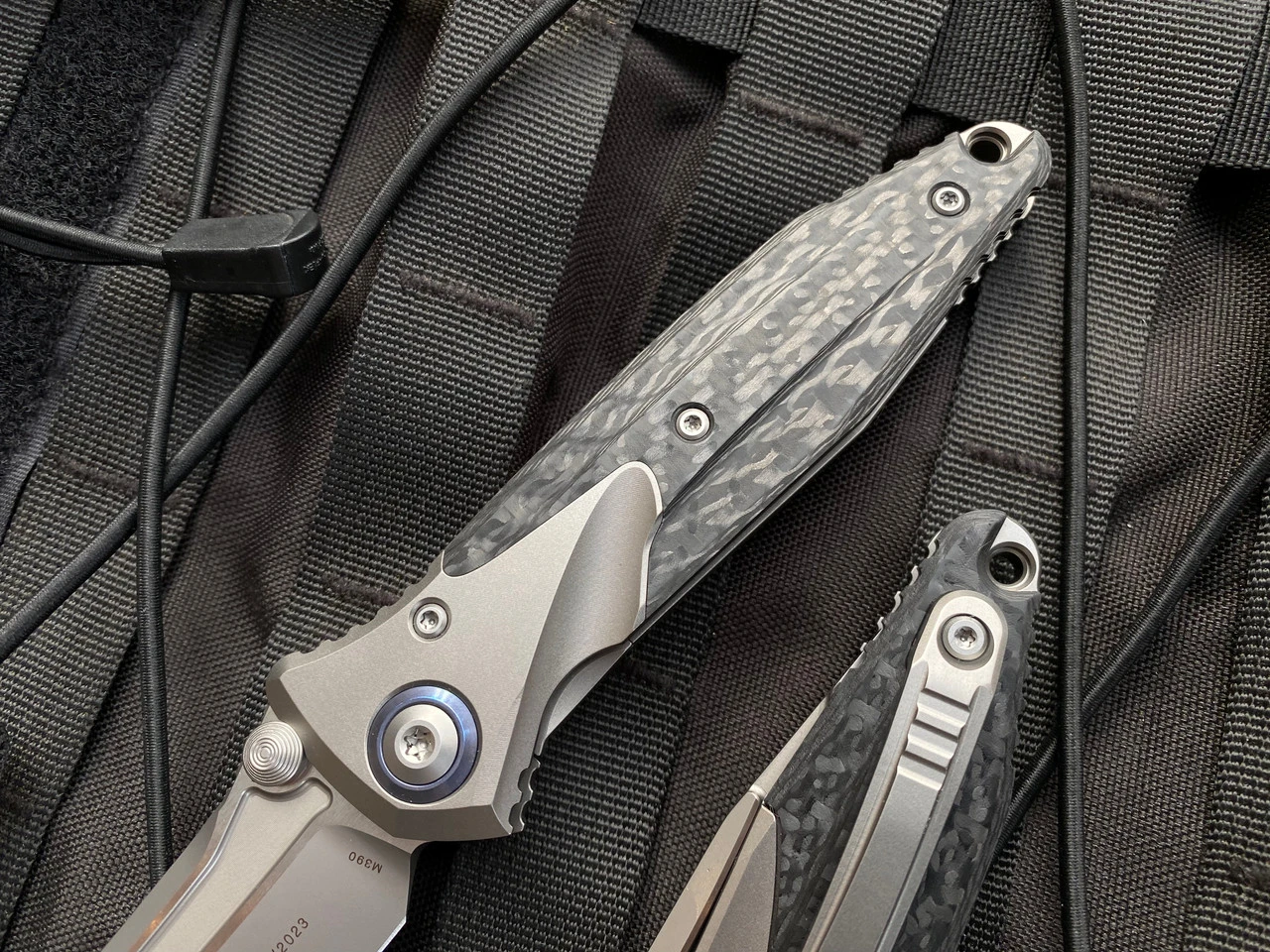 Microtech Socom Bravo Folder Titanium Beadblast And Carbon Fiber Body W/ Beadblast Plain Edge Blade (4") 260-7CFTI 4 Microtech Socom Bravo Folder Titanium Beadblast And Carbon Fiber Body W/ Beadblast Plain Edge Blade (4") 260-7CFTI - Image 4