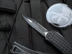 Microtech Hera Frag Pattern Black Aluminum Body W/ Black Tactical Partially Serrated Blade (3.08”) 702-2TFRS -PrecisionBladesMicrotech IMG 9914 35836.1685121778