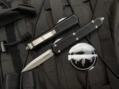 Microtech Makora D/E Black Aluminum Body W/ Apocalyptic Plain Edge Blade (3.3") 206-10APS
