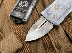 Microtech Exocet D/E Sandtrooper Aluminum Body W/ Sandtrooper Full Serrated Blade (1.9") 157-3SA