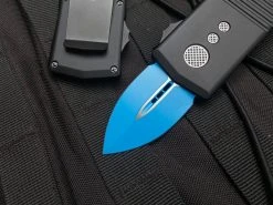 Microtech Exocet D/E Jedi Knight Style Black Aluminum Body W/ Blue Cerakote Plain Edge Blade (1.9") 157-1JK -PrecisionBladesMicrotech IMG 9959 67926.1684967857