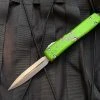 Microtech Zombietech D/E Green Aluminum Blood Splatter Body W/ Stonewashed Plain Edge Blade (3.4") 122-10Z