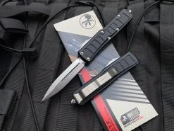 Microtech UTX-85 II D/E Black Aluminum Body W/ Stonewashed Plain Edge Blade (3.1") 232II-10S