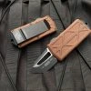 Microtech Exocet T/E Tan Aluminum Body W/ Black Plain Edge Blade (1.9") 158-1TA