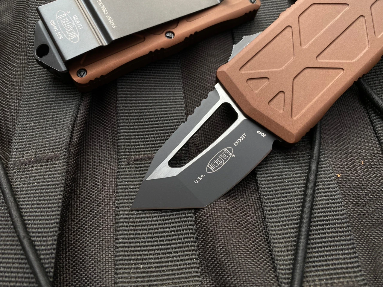 Microtech Exocet T/E Tan Aluminum Body W/ Black Plain Edge Blade (1.9") 158-1TA 3 Microtech Exocet T/E Tan Aluminum Body W/ Black Plain Edge Blade (1.9") 158-1TA - Image 3