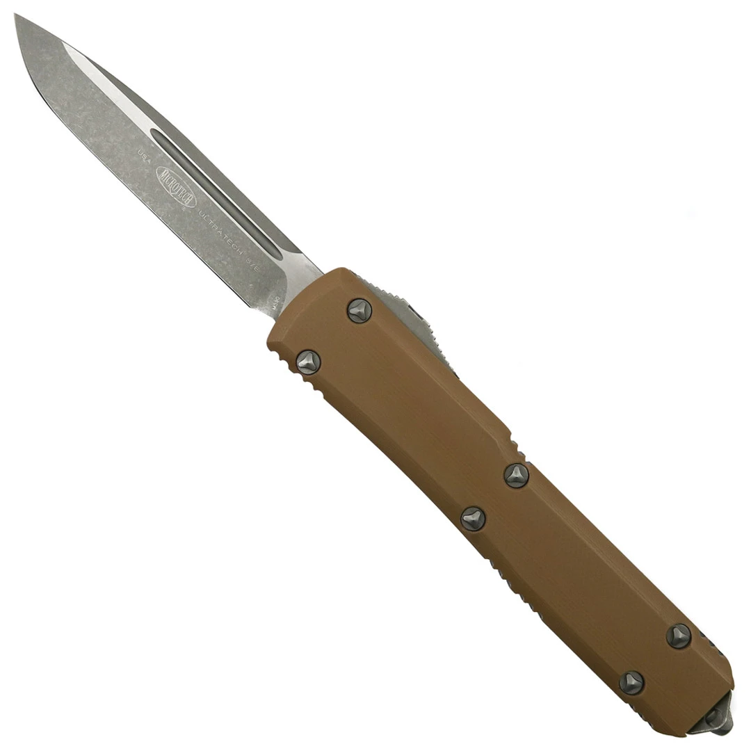 Microtech Signature Series Tan G10/Black Alumnium Ultratech OTF Auto Knife, Apocalyptic Blade 1 Microtech Signature Series Tan G10/Black Alumnium Ultratech OTF Auto Knife, Apocalyptic Blade