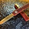 Microtech Ultratech Single Edge Bronzed Standard Merlot