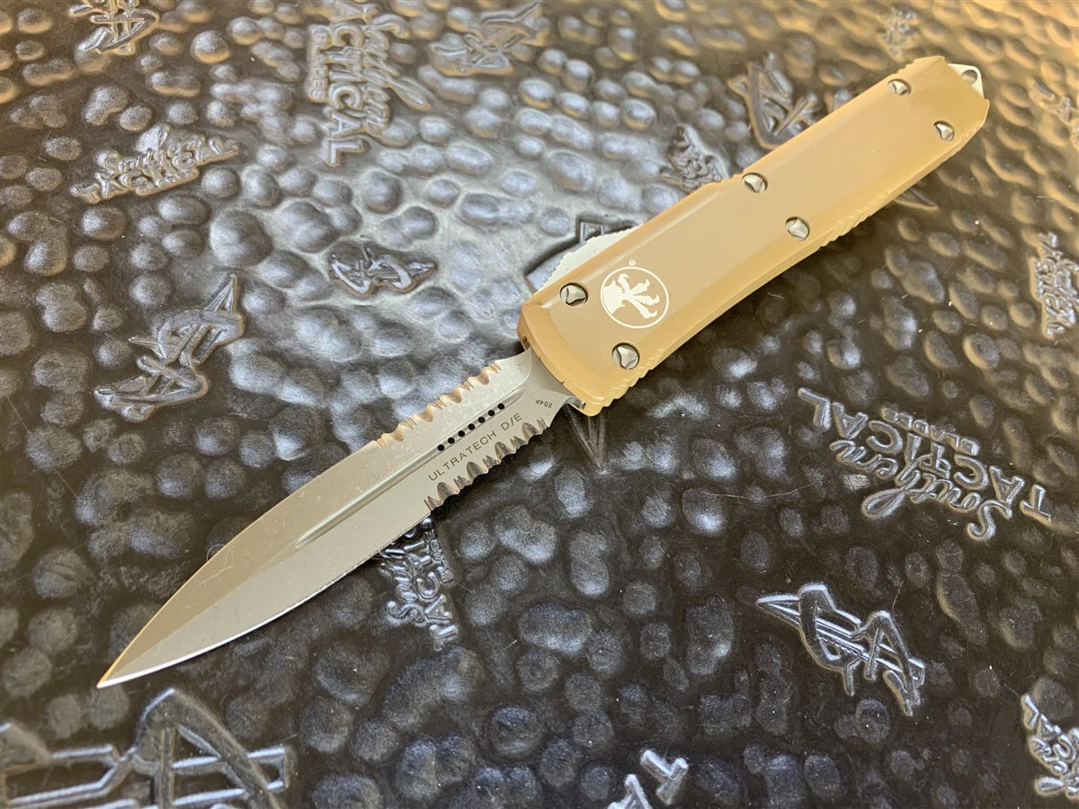 Microtech Ultratech Double Edge Part Serrated Apocalyptic Tan 1 Microtech Ultratech Double Edge Part Serrated Apocalyptic Tan