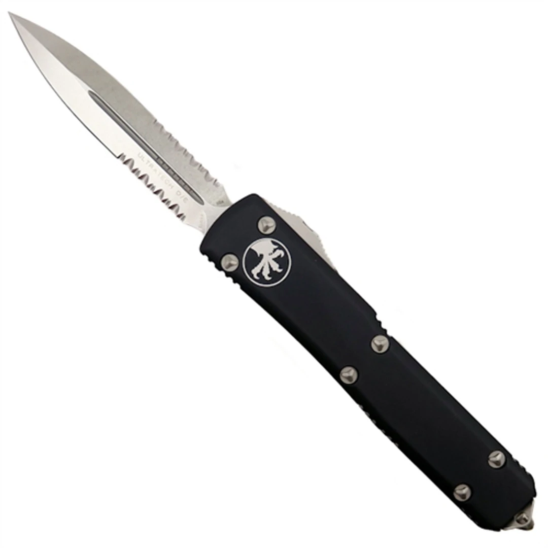 Microtech Contoured Ultratech D/E OTF Auto Knife, Stonewash Combo Blade 1 Microtech Contoured Ultratech D/E OTF Auto Knife, Stonewash Combo Blade