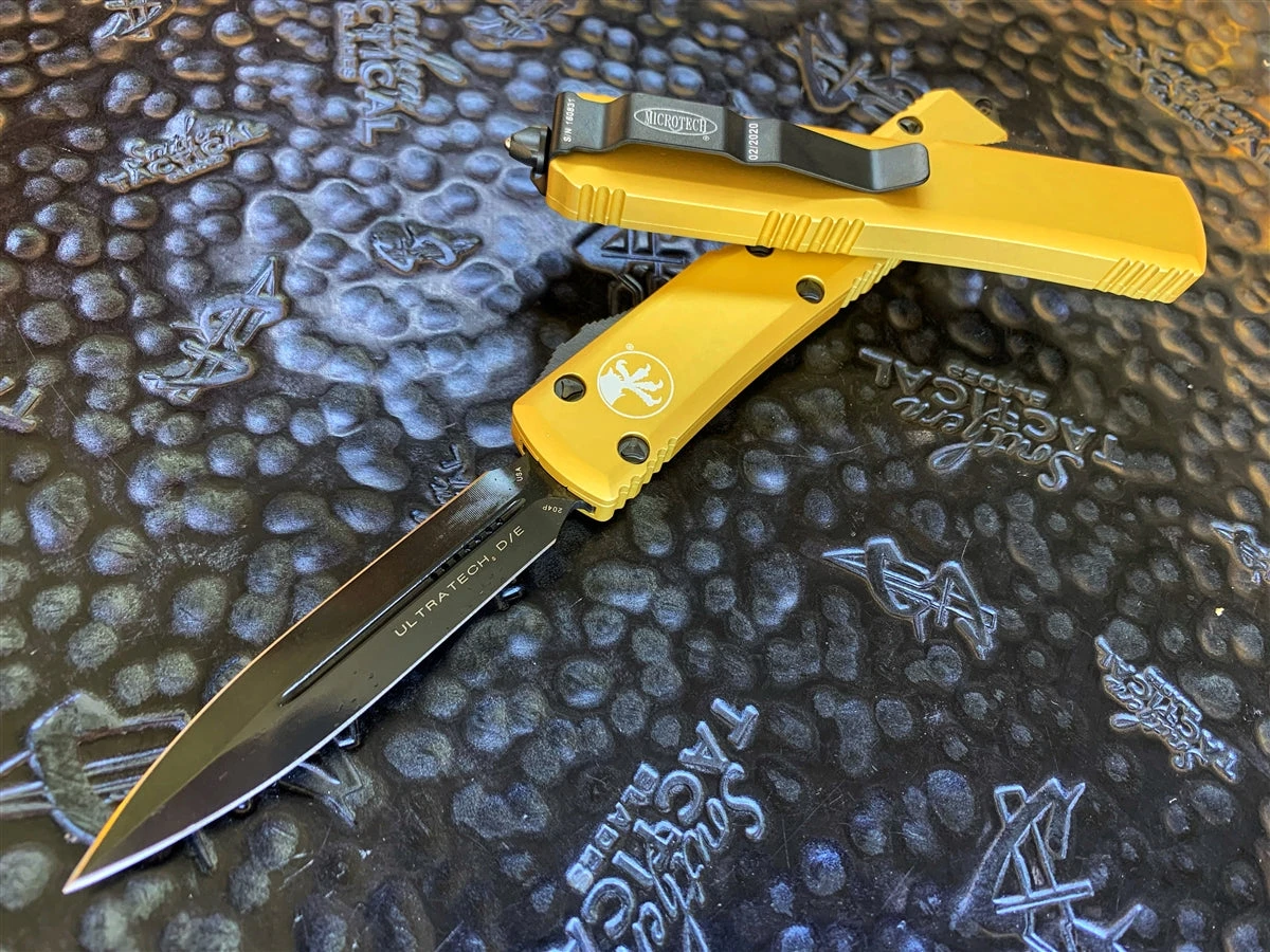 Microtech Ultratech Double Edge DLC Standard DLC Accents Champagne Gold 1 Microtech Ultratech Double Edge DLC Standard DLC Accents Champagne Gold