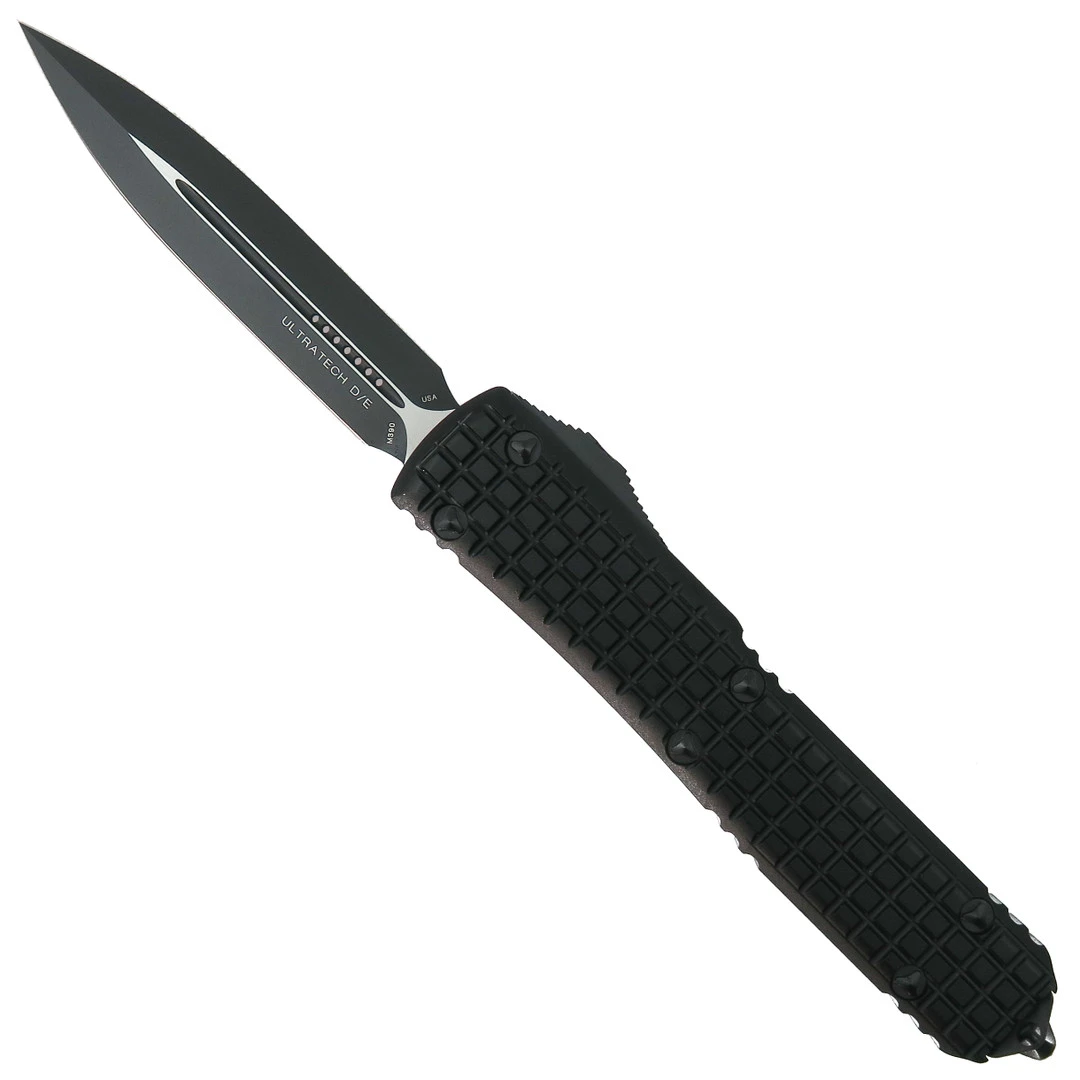 Microtech Signature Series Tactical Black Frag Pattern Ultratech OTF Knife, Black Dagger 1 Microtech Signature Series Tactical Black Frag Pattern Ultratech OTF Knife, Black Dagger