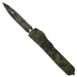 Microtech Signature Series Coyote Camo Ultratech OTF Auto Knife, Full-Serrated Blade