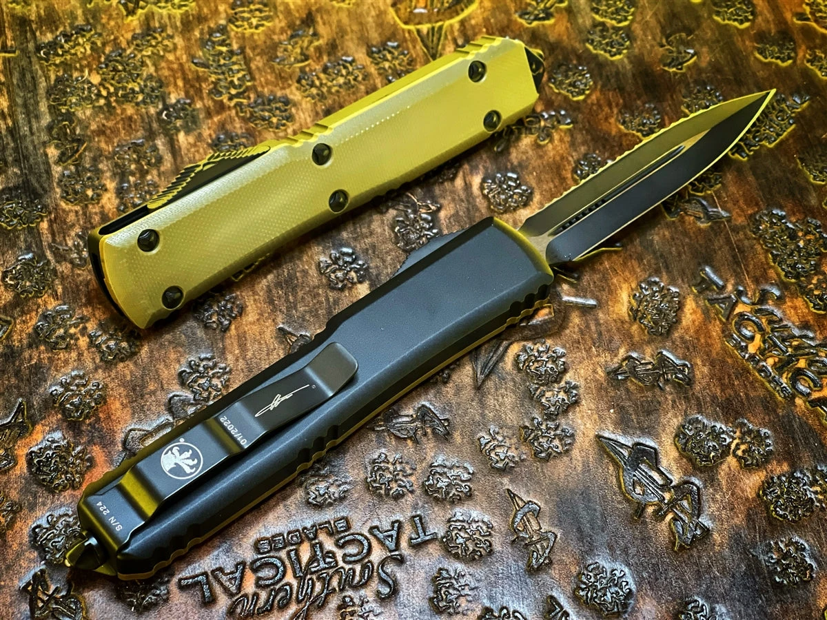 Microtech Ultratech OTF Automatic Knife Double Edge Full Serrated OD Green G10 Top Signature Series 2 Microtech Ultratech OTF Automatic Knife Double Edge Full Serrated OD Green G10 Top Signature Series - Image 2