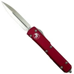 Microtech Red Ultratech Dagger OTF Auto Knife, Satin Blade