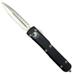 Microtech 122-6 Contoured Ultratech D/E OTF Auto Knife, Full Serrated Satin Blade