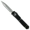 Microtech Ultratech OTF Knife, Stonewash Double Full Serrated Dagger Blade