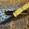 Microtech Ultratech Tanto G10 Top Signature Series Tan OTF Automatic Knife - DLC Full Serrated Blade, DLC Hardware