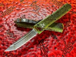 Microtech Ultratech Tanto Full Serrated “OUTBREAK” Deep Engraved Signature Series