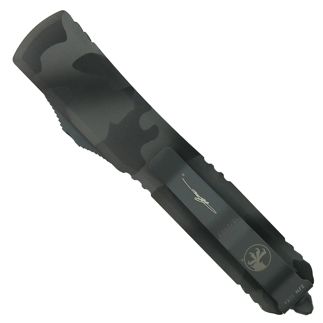 Microtech Signature Series Urban Camo Ultratech OTF Auto Knife, Full Serrated Tanto Blade 2 Microtech Signature Series Urban Camo Ultratech OTF Auto Knife, Full Serrated Tanto Blade - Image 2