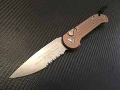 Microtech LUDT Single Edge Part Serrated Stonewashed Tan