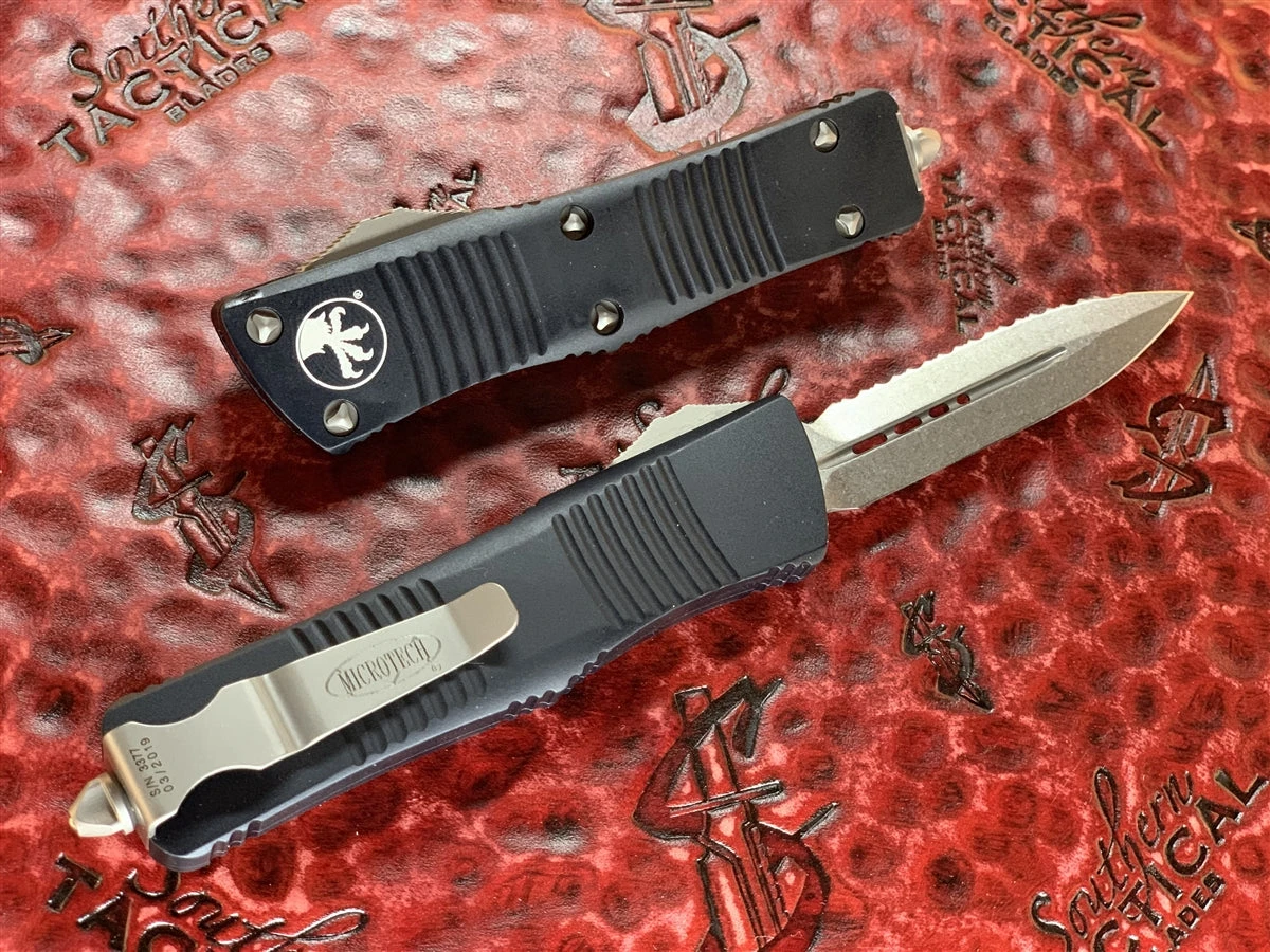 Microtech Troodon Double Edge Stonewashed Full Serrated 2 Microtech Troodon Double Edge Stonewashed Full Serrated - Image 2