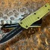 Microtech Troodon Double Edge Full Serrated DLC Blade, DLC Accents, OD Green G10 Top Signature Series