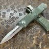 Microtech Troodon Double Edge Satin Part Serrated OD Green