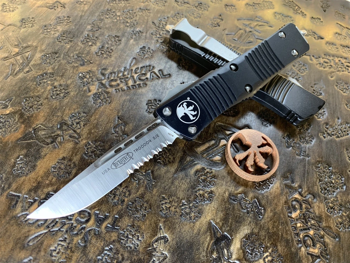 Microtech Troodon Single Edge Satin Part Serrated 1 Microtech Troodon Single Edge Satin Part Serrated